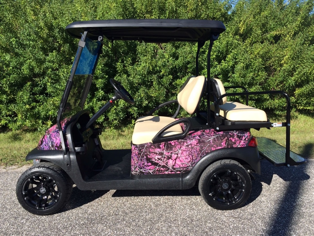 Pink camo golf cart image